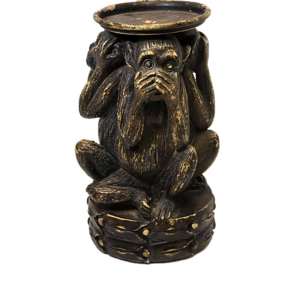 🐒 Monkey See No‎ Evil, Hear No Evil, Speak No Evil Pillar Jar Candle Holder